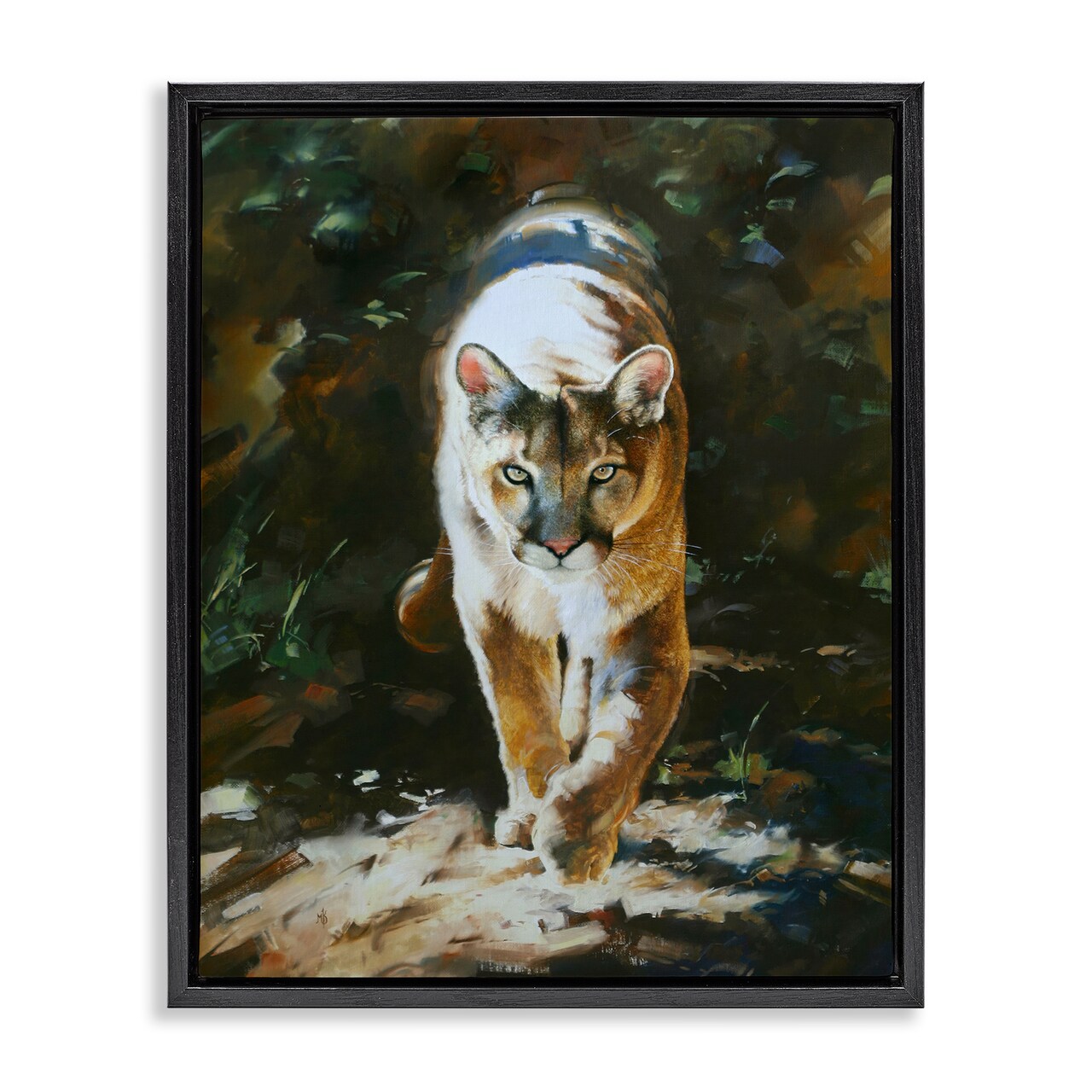 Stupell Industries Out of Shadows Panther Framed Floater Canvas Wall Art Design by Mark Kelso